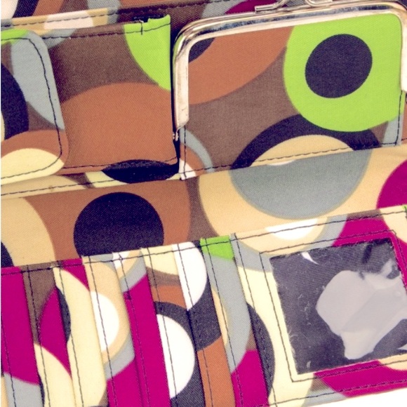 Retro Kate Spade New York Canvas Clutch In Multi- Color Geometric Design - Picture 5 of 6